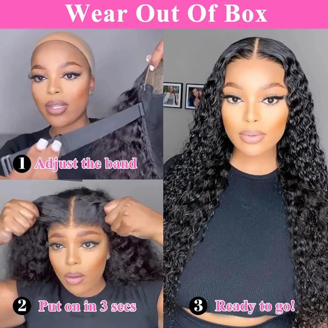 Bling Hair 6x4 7x5 Glueless Deep Wave Lace Wig Brazilian Human Hair Wigs Ready to Wear Transparent 13x6 Pre Cut Lace Frontal Wigs 180 Density Deep Curly Wig TikTokShopBlackFriday