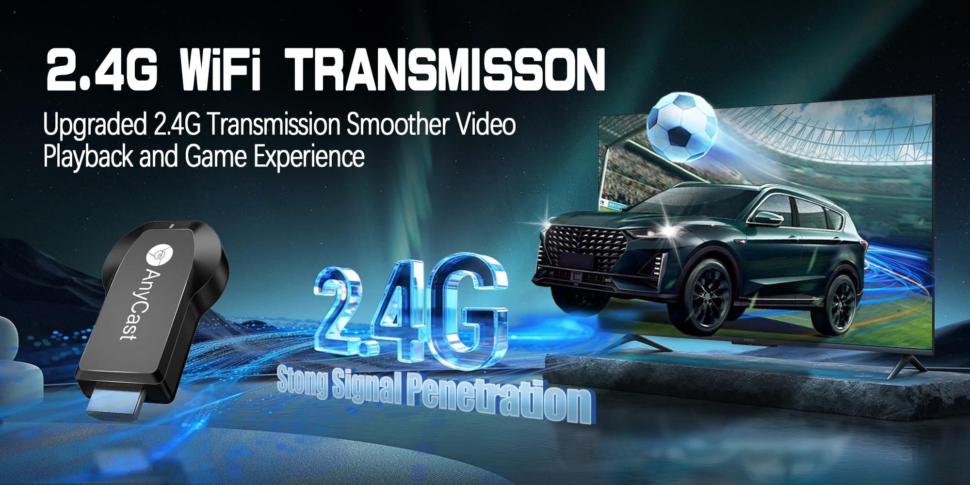 Wireless HDMI Display Adapter,2.4G WiFi Screen Cast Mirroring,Media Streaming Dongle Receiver for Phone/PC/Tablet to TV Box/Projector/PC