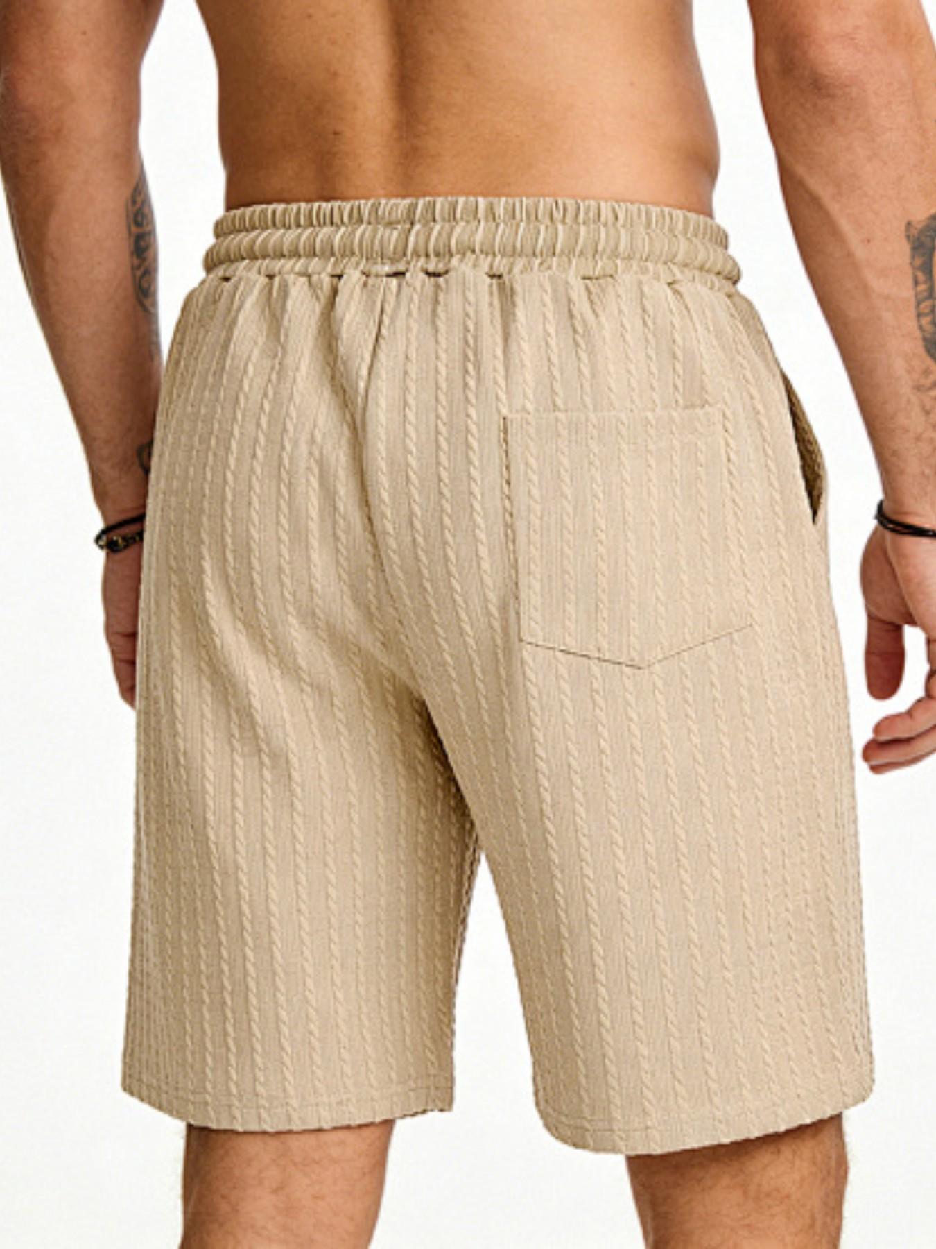 Men's Summer Three-Dimensional Texture Loose Five-Panel Shorts! Elastic drawstring waistband for non-restrictive fit, breathable and quick-drying, ideal for home, vacation, and daily wear