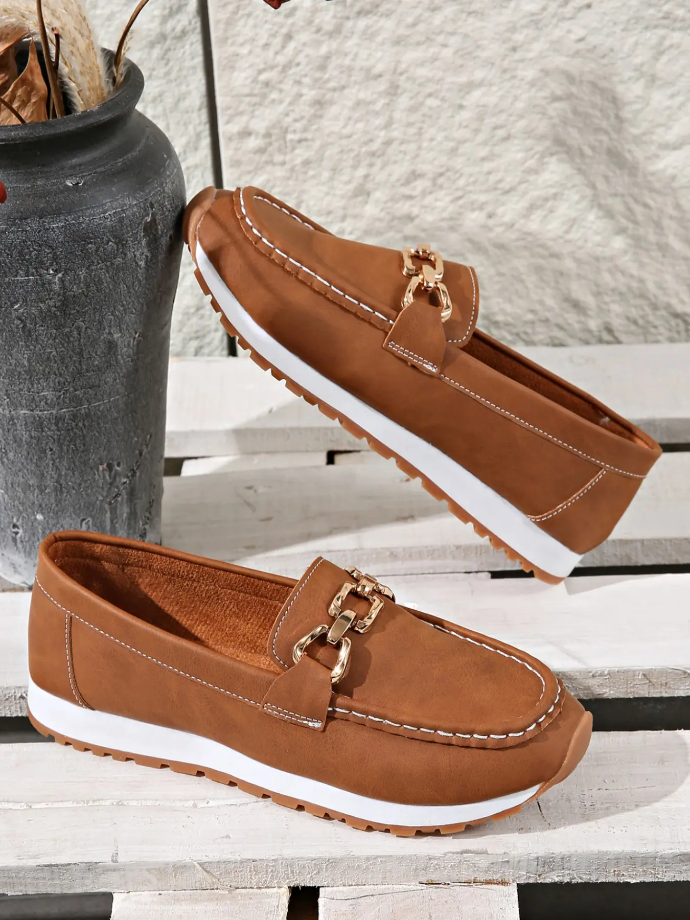 Women's Trendy Affordable Loafers with Metal Buckle Decoration, Retro Vintage Fashion Style, Soft & Durable, Easy to Match, Versatile Fashion Shoes, Perfect for Daily Commuting or Casual Outings