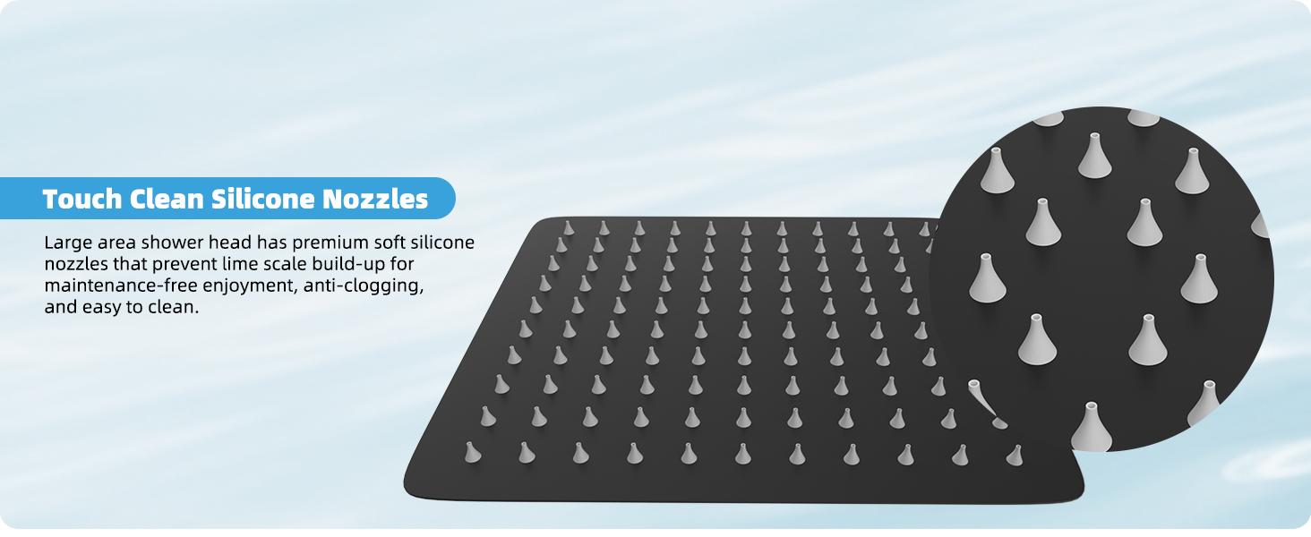 Hibbent All Metal Rain Shower Head, High Pressure Rainfall Showerhead with 16" Shower Head Extension Arm, Solid Brass Adjustable Shower Arm Extender, Waterfall fixed Showerheads, Matte Black head extension