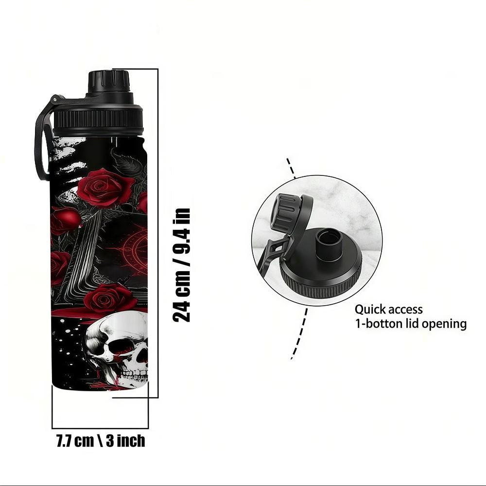 20oz Stainless Steel Insulated Water Bottle, Dark Romantic Print, Portable Cup for Car, Home, Office, Travel, Birthday Gift