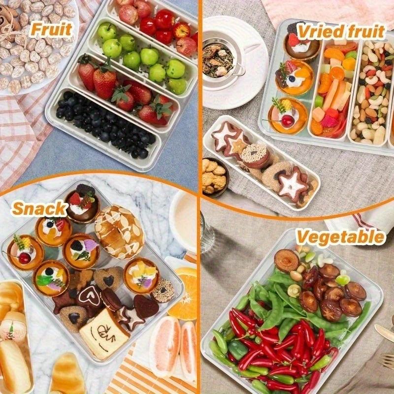 4-Compartment Food Storage Box, Food-Grade Sealed Organizer, Refrigerator Storage, Fridge Storage Container, Portable Picnic Container, Fruit Snack Spice Keeper