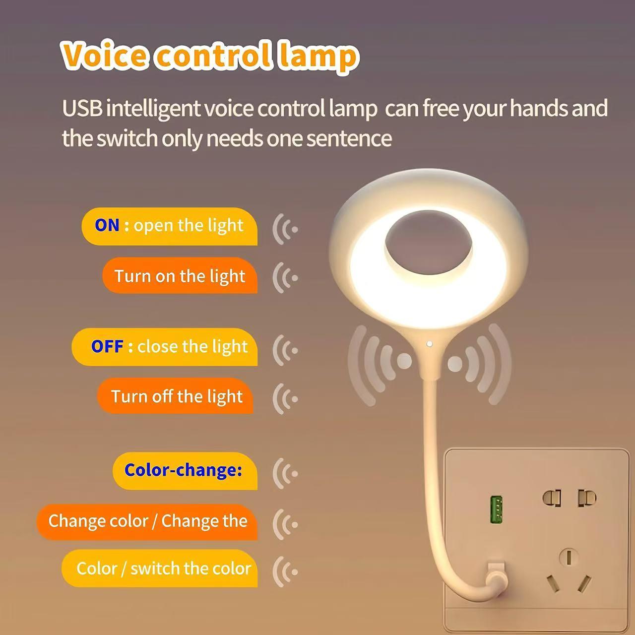 2pcs Smart Voice-Controlled Light, Multifunctional Lighting, No Bluetooth Required, Three Lighting Modes, Five Brightness Levels, Plug-and-Play, Portable USB Light, Gooseneck LED Light, Hands-Free, Night Light, Ideal for Bedrooms, Reading, gift