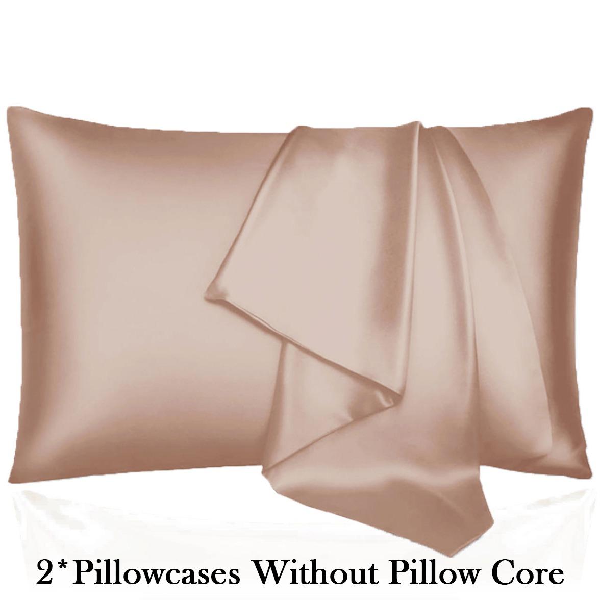 2pcs set of solid color satin pillowcases, no filling included. Soft and comfortable, skin-friendly and breathable. Suitable for bedrooms, dormitories and hotels. Elegant and minimalist design, gentle on hair and skin, an ideal gift choice.