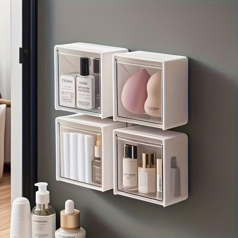Wall-Mounted Storage Box, Plastic Bathroom Organizer, Home Multi-Functional Storage, Lightweight Design, Suitable for Cotton Swab Accessories