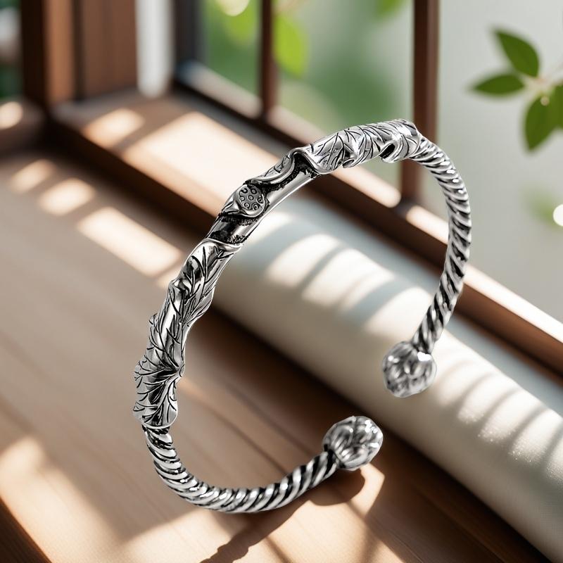 Solid Silver s925 Bangle Sterling Silver bangle Men's open bangle can be freely adjusted size send boyfriend send Dad birthday holiday gift Silver weight 27g / 0.95oz