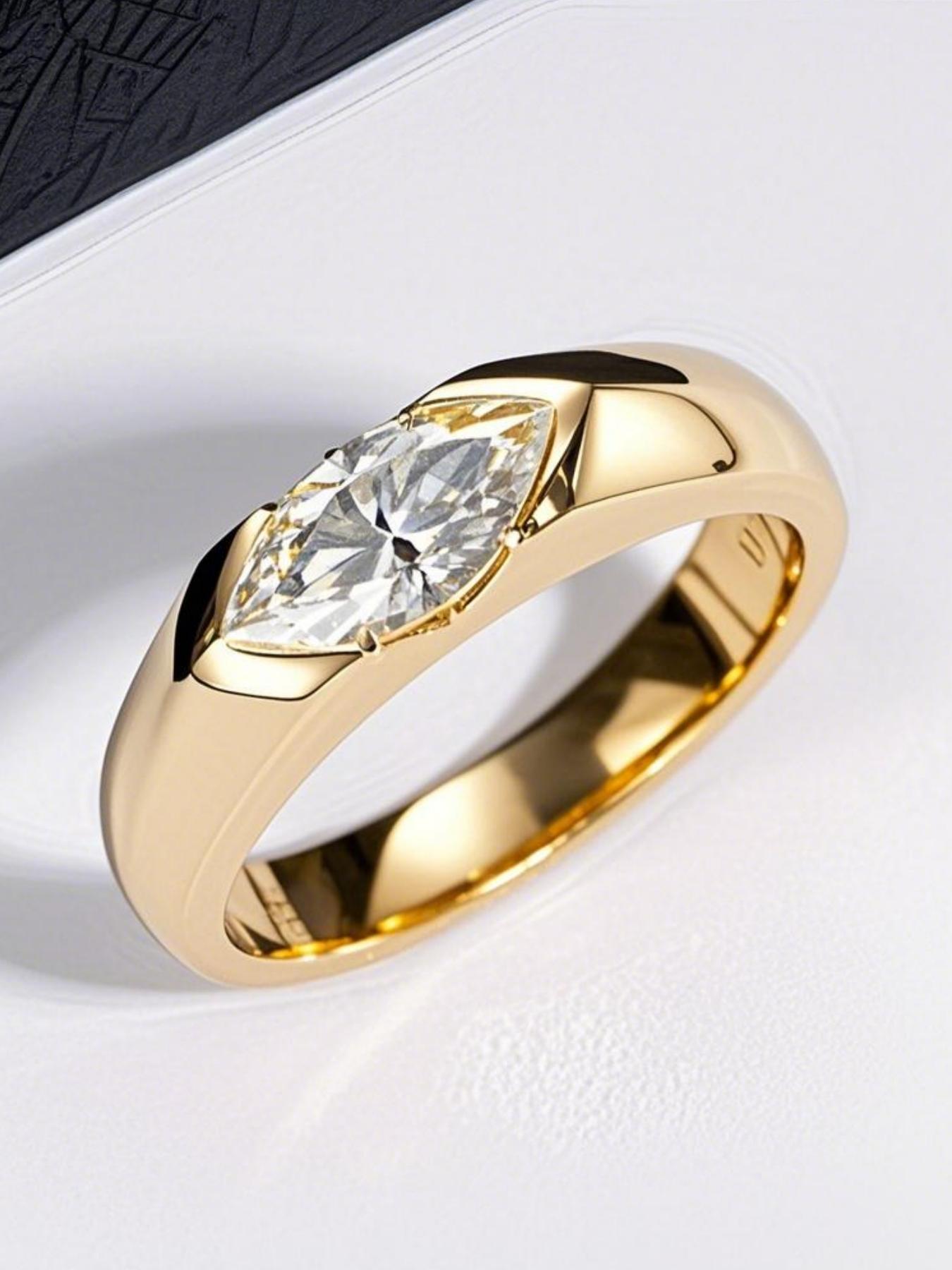 1 Carat 5*10mm Marquise Cut Moissanite Half-Bezel Couple Rings, S925 Silver, Suitable for Daily Wear, Proposal & Wedding, Ideal Gift for Valentine’s Day, Birthday, Anniversary & Date