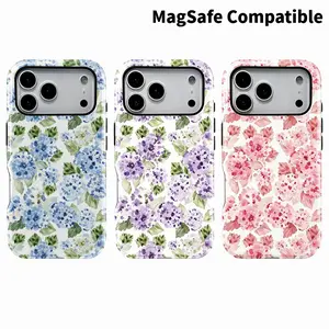 Blue Hydrangea Girly Aesthetic Summer Spring Flowers Fashion Cute 2 in 1 Phone Case with Durable, Shock Absorbing and Stylish Design. Compatible with Iphone 11, 12, 13, 14, 15 16 17 Pro Max Plus & Samsung S25 Series A creatively designed new phone case.