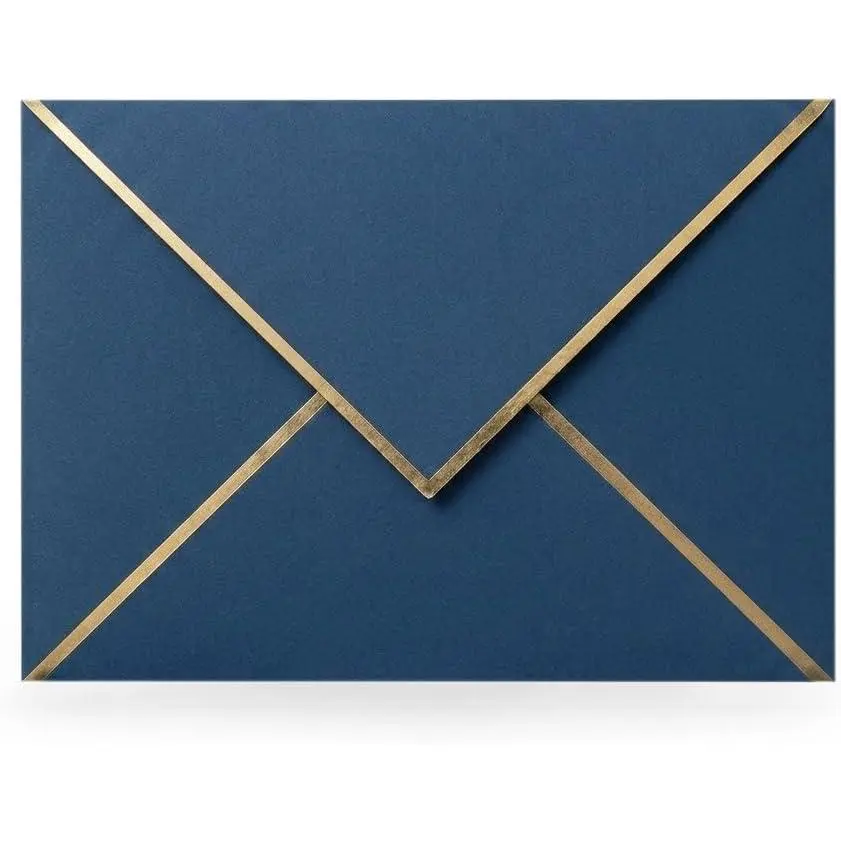 A7 Invitation Envelopes 5x7 with  Foil Border - 25 Pack Royal Blue V-Flap Luxury Mailing Envelopes for Wedding, Bridal Shower, Graduation, Anniversary and Greeting Cards - 5.25 x 7.25 Inches