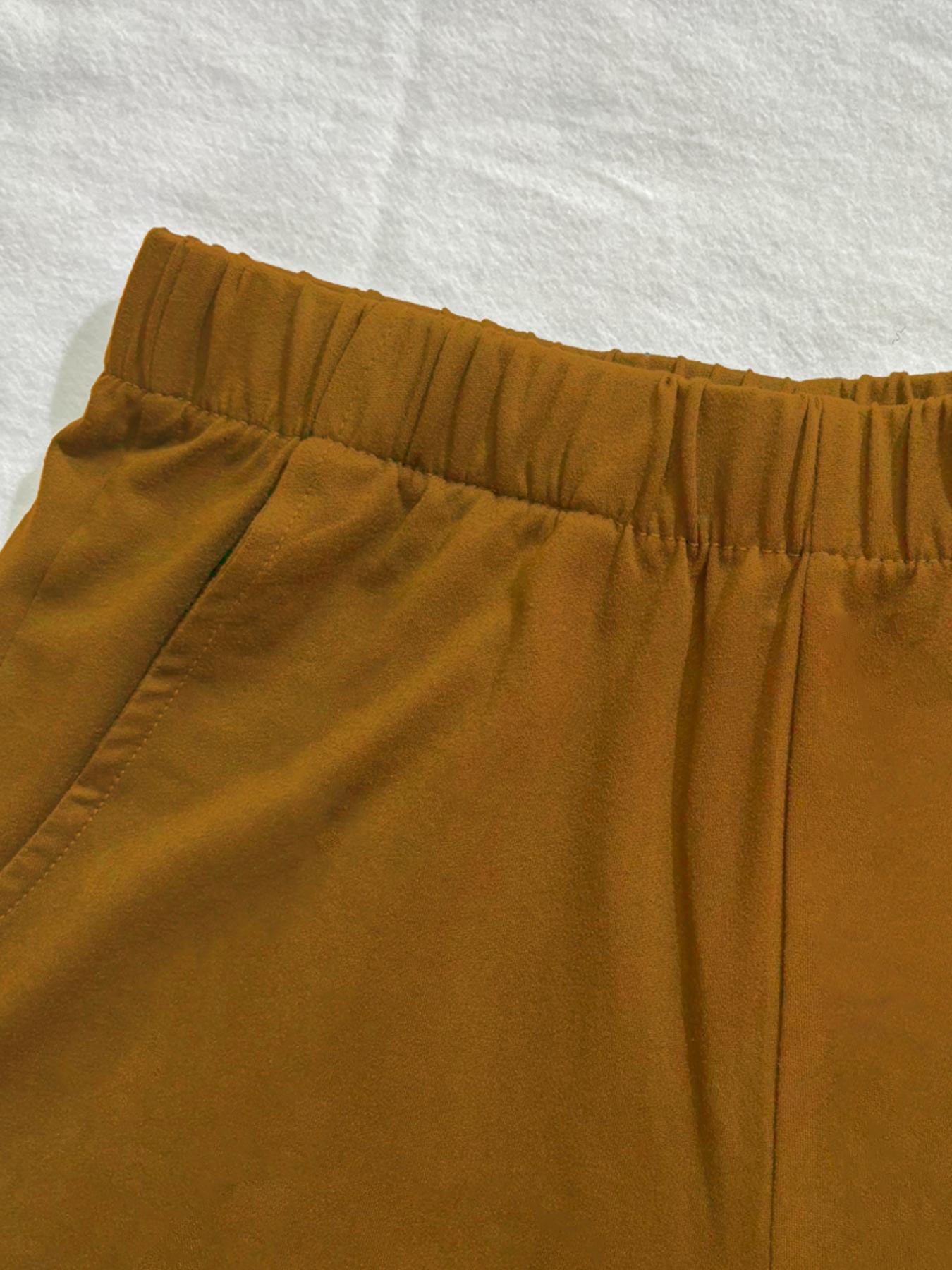 2-Pack, Short Top & Shorts Matching Set, Solid Color American Hot Girl Chic Style Slim Fit Round Neck Short Sleeve T-Shirt   Elastic Waist Casual Shorts Women's Fashion Top