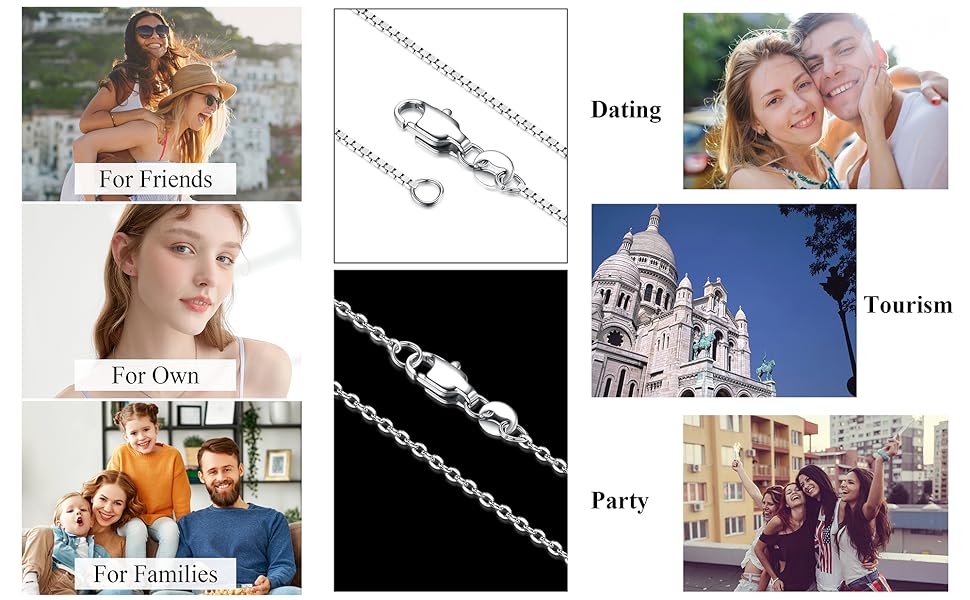 3pcs Stainless Steel Necklace Chain for Women Men, 1mm Thin Dainty Silver Color Chain, Sturdy Long Lobster Clasp, All Seasons Jewelry