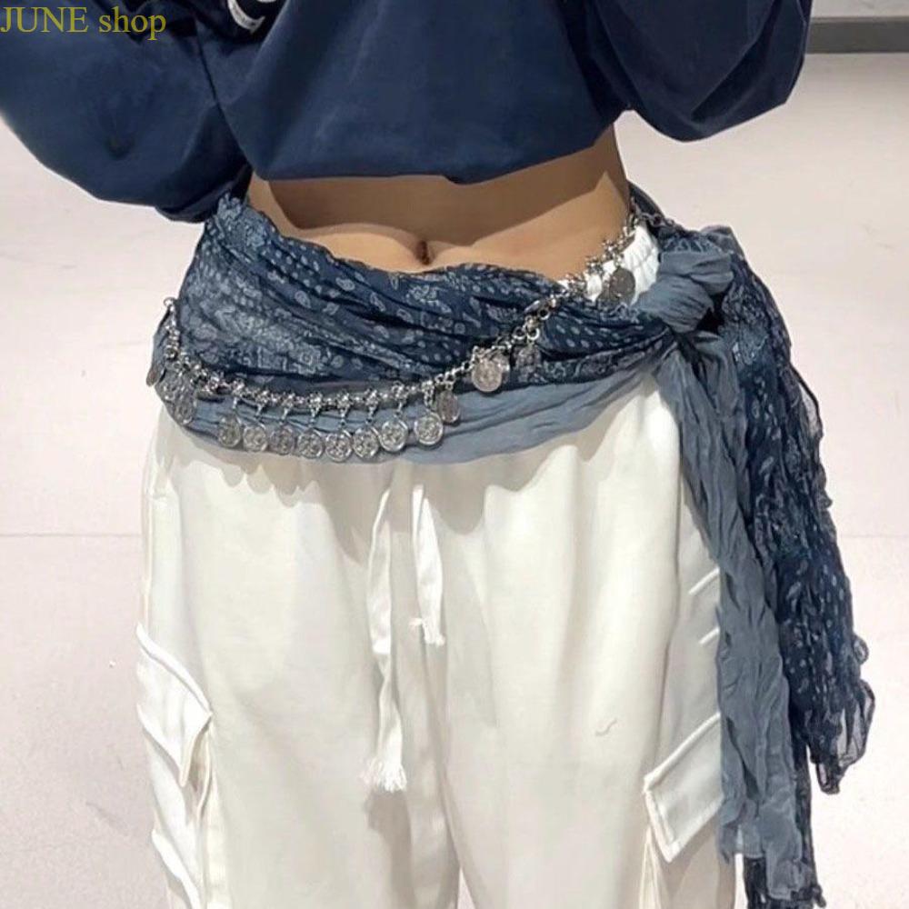 Adjustable Ethnic Boho Coin Tassel Waist Scarf-Hip Wrap Belt for Adults, Multi Colors Multi-Functional Retro Waist Chain, Casual Dance Belt for Belly Dance Performances & Daily Streetwear Fashion Matching
