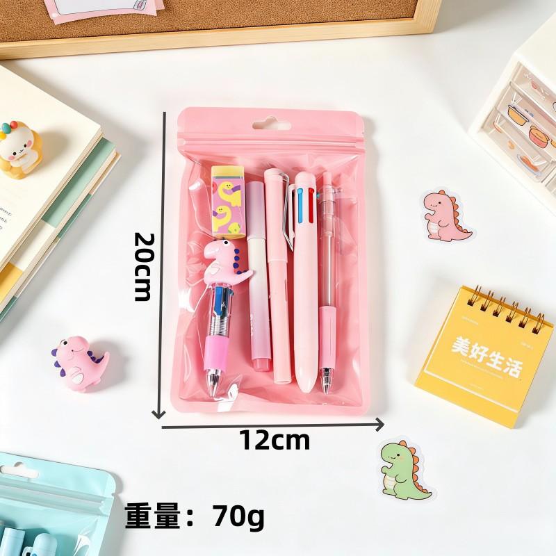 1 set of 6-piece dinosaur themed stationery, including dinosaur 6-color pens, pencils, ballpoint pens, erasers, and markers, Essential for back to school, Study Supplies. There are 3 colors to choose from, suitable for classroom rewards and holiday gifts
