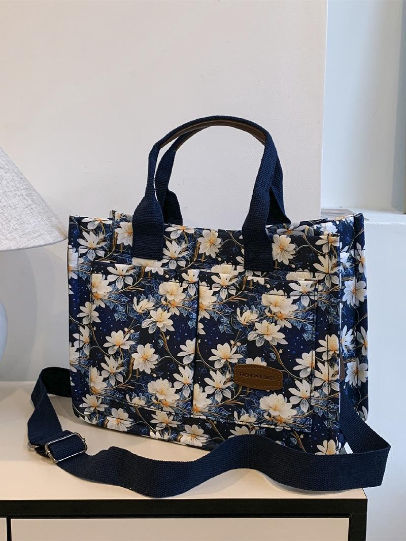 Women's Cute Strawberry Pattern Tote Bag, Fashionable Large Capacity Crossbody Bag for Daily & Work Use, Casual Versatile Commuting Handbag for Women & Girls, Trail Sport Bag