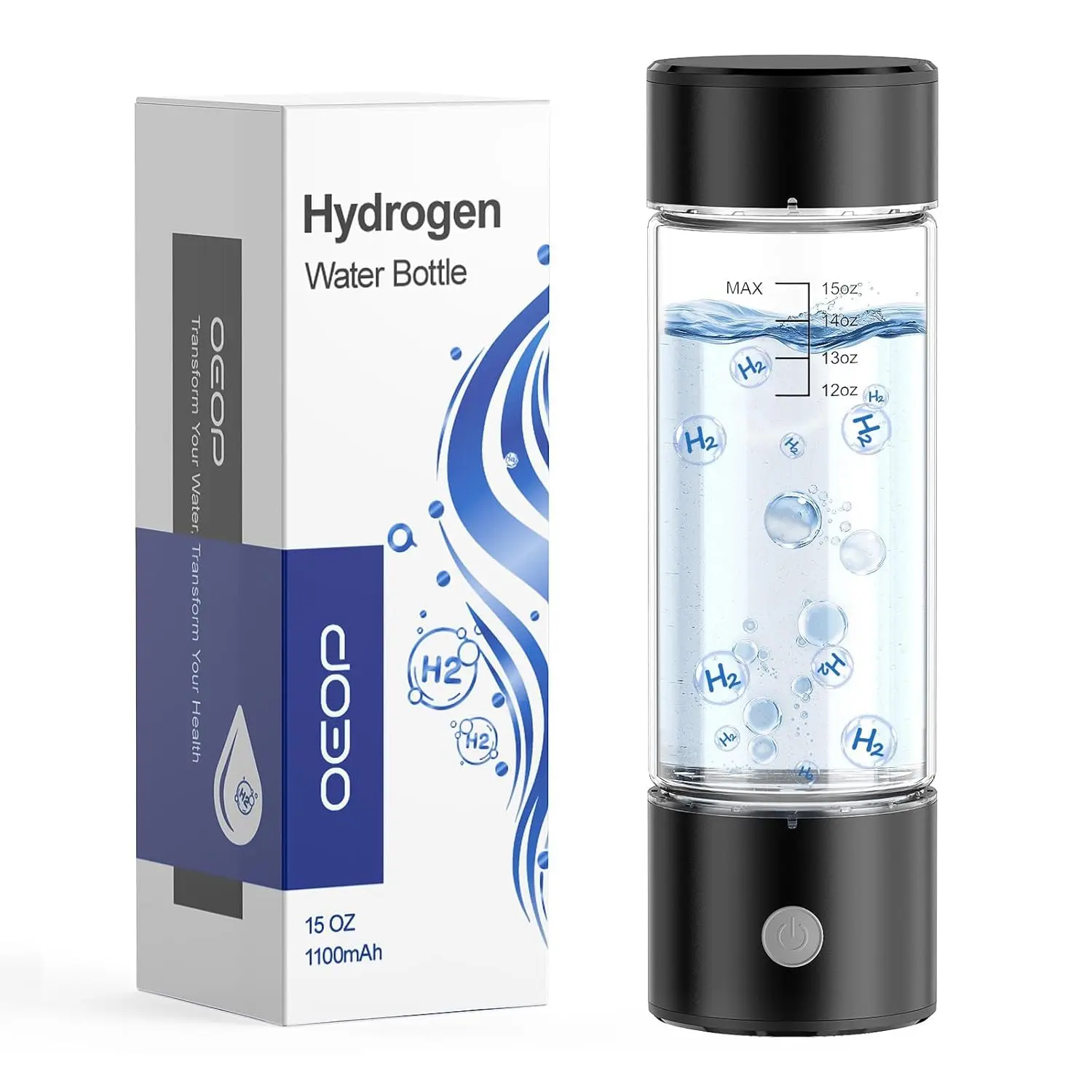 Hydrogen Water Bottle, 2200PPB in 3 Mins Hydrogen Water Generator, SPE PEM Technology, 14oz Portable Hydro Water Machine for Home, Travel, Gym| Best Health Gift for Family & Friends