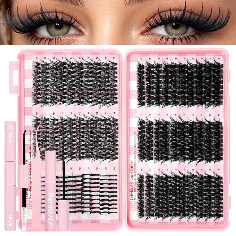 580Pcs Manga Spike Devil  Lash Cluster Extension Kit,   Extra Volume, Easy DIY Application, Long-Lasting Waterproof 12-20mm Spikes & 30D-80D 10-18mm Extensions, Complete Set with Sealed Glue, Tweezers & Remover