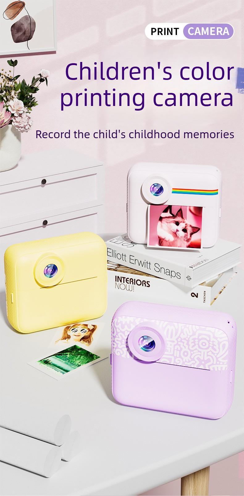 Kids Instant Print Digital Camera, Shoot & Print Instant Color Photos, Cute Photography Toy Perfect Birthday Gift for Little Girls#