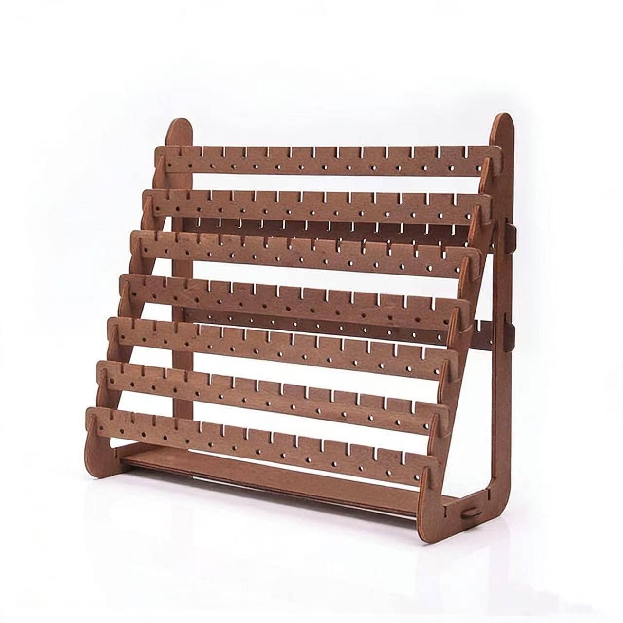 7 Layer Walnut Color Earring Storage Rack, Simple High-End Desktop Organizer, Ear Stud Display Stand, Women's Home Jewelry Holder