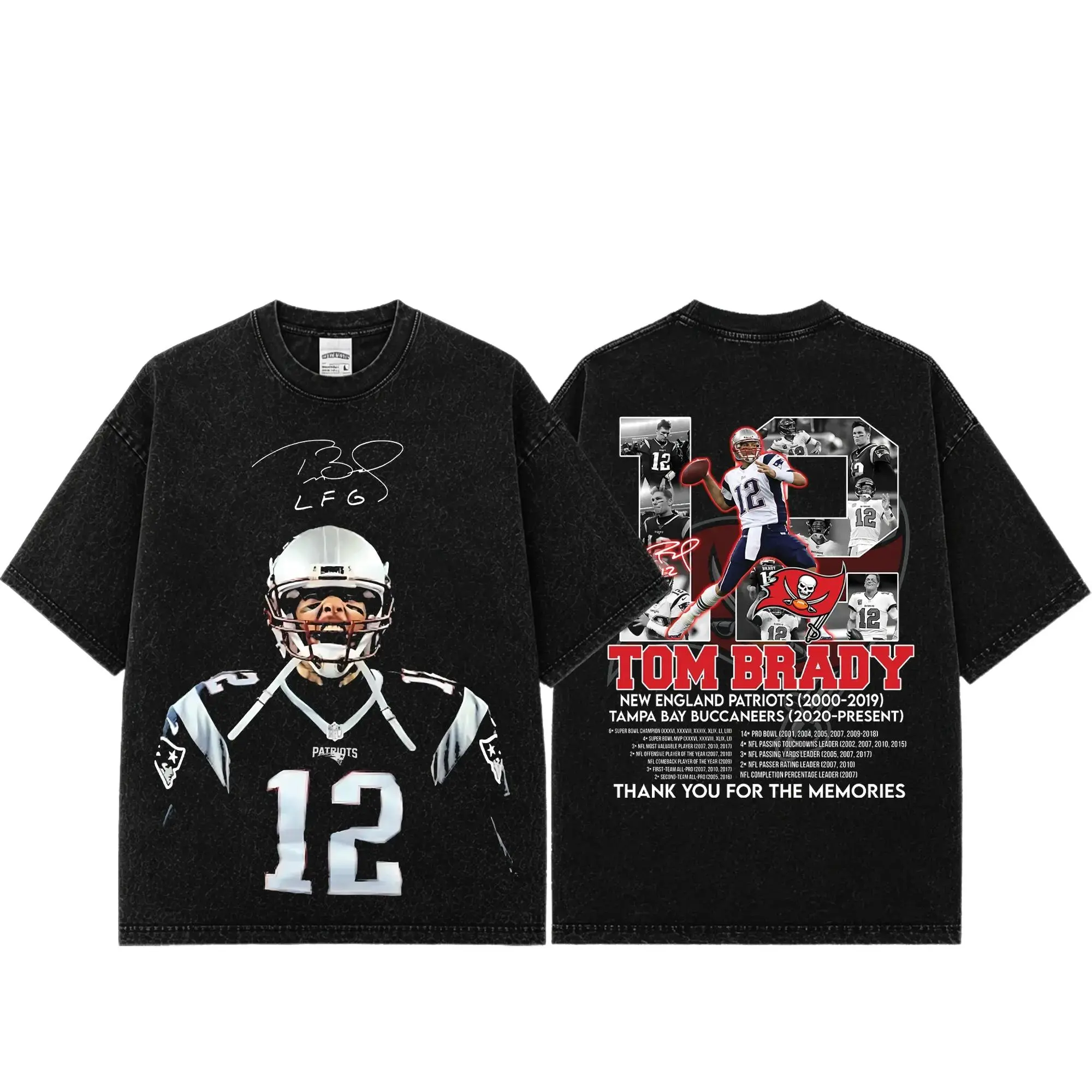 [Sale Up To 50%] Women's Unisex Tom Brady Premium Acid-Washed Cotton T-Shirt - Heavyweight Vintage Graphic Tee, Pre-Washed Oversized Streetwear Gift for New England Football Fans