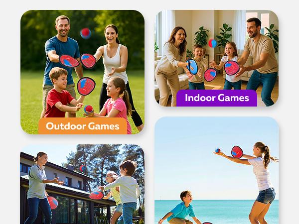 Joycat Sport Toys, Velcro Ball and Catch Game, Toss and Catch Ball Game Set, Baseball & Football Glove, Yard Games Beach Toys, Paddle Ball Family Backyard Games