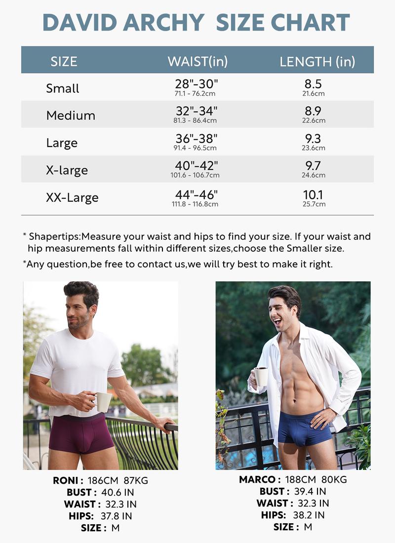 DAVID ARCHY Men's Dual Pouch Underwear Micro Modal Trunks Separate Pouches with Fly 4 Pack Ice Silk Cooling Sensation Comfort Odor Control Spandex Fabric Gift Set Father's Day Natural Breathable Silky Soft Menswear Balls TikTokShopRestock Briefs Elastic