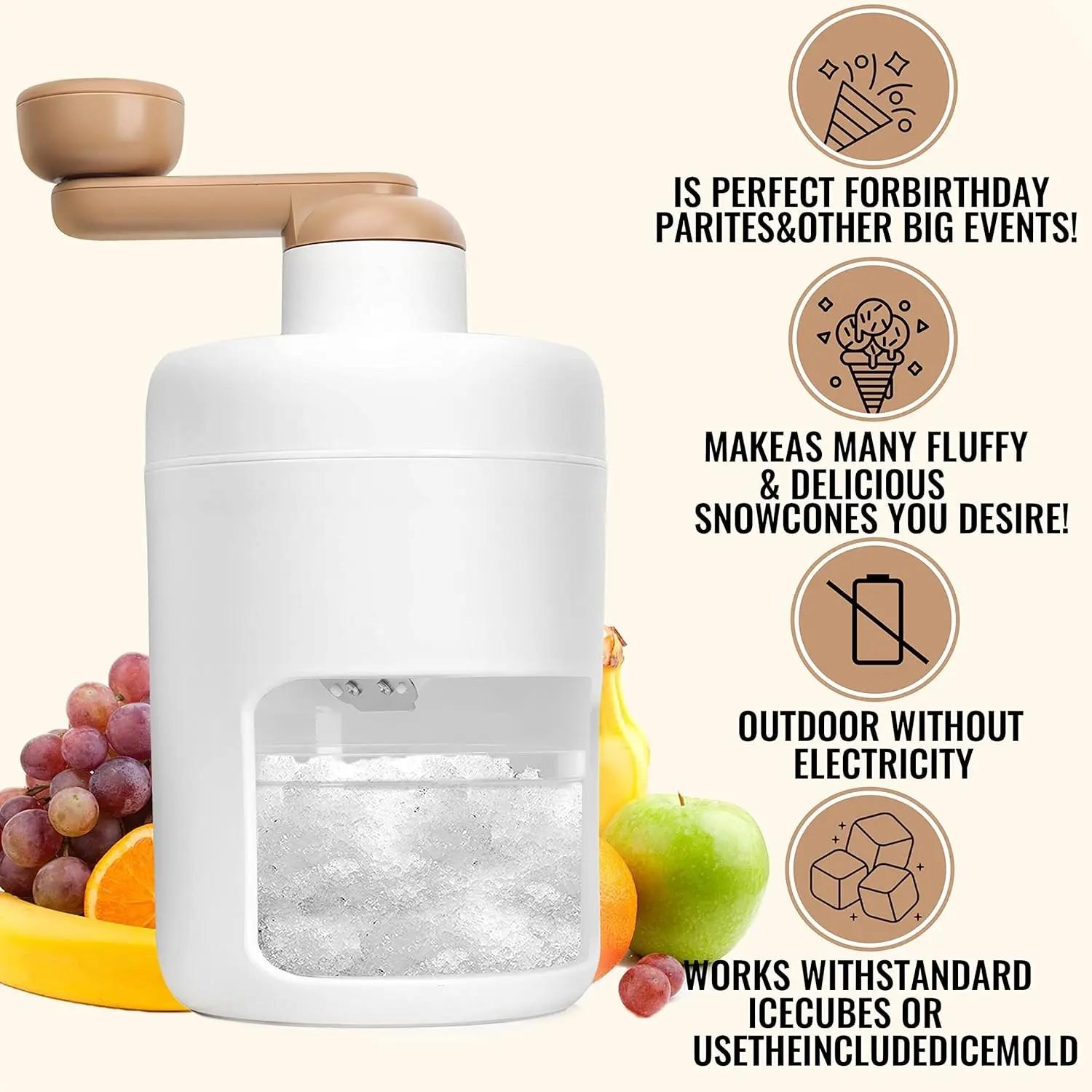Portable Lightweight Manual Ice Crusher, BPA-Free Plastic, Ideal for Shaved Ice, Snow Cones, Fruit Pops, Includes Ice Tray, Perfect for Home, Parties, Outdoor Events, Shaved Ice Machine, Ice Shaver Machine, Ice Shaving Machine