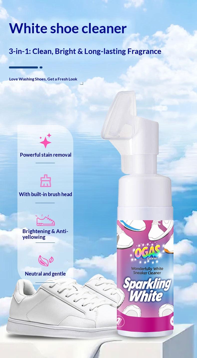 Shoe Cleaner, Sports Shoe Stain Remover, Whitening Agent, Foam Cleaning Solution, No Rinse Dry Clean, Easy to Use