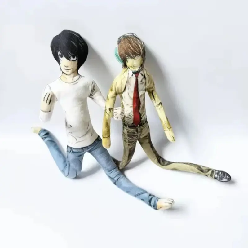 28cm Abstract L Lawliet Plush Toy from Anime Death Note, Slim Bendable Plush Doll, Festival Gifts for Kids and Anime Fans