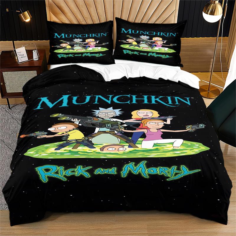 Rick and Morty Portal Jump Duvet Cover Set, 2/3-Piece (1 Duvet Cover + 1-2 Pillowcases) Soft Microfiber Bedding, Green Portal Design – Perfect Gift for Rick and Morty Fans