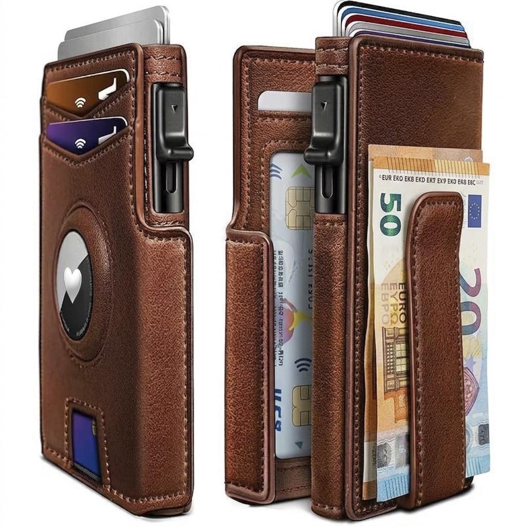 Men Slim Bifold Genuine Leather Wallet, RFID Blocking Anti-Theft Purse with Card Slots Bill Pocket ID Window, Minimalist Black Casual Daily Wallet, Perfect Gift for Father's Day Thanksgiving