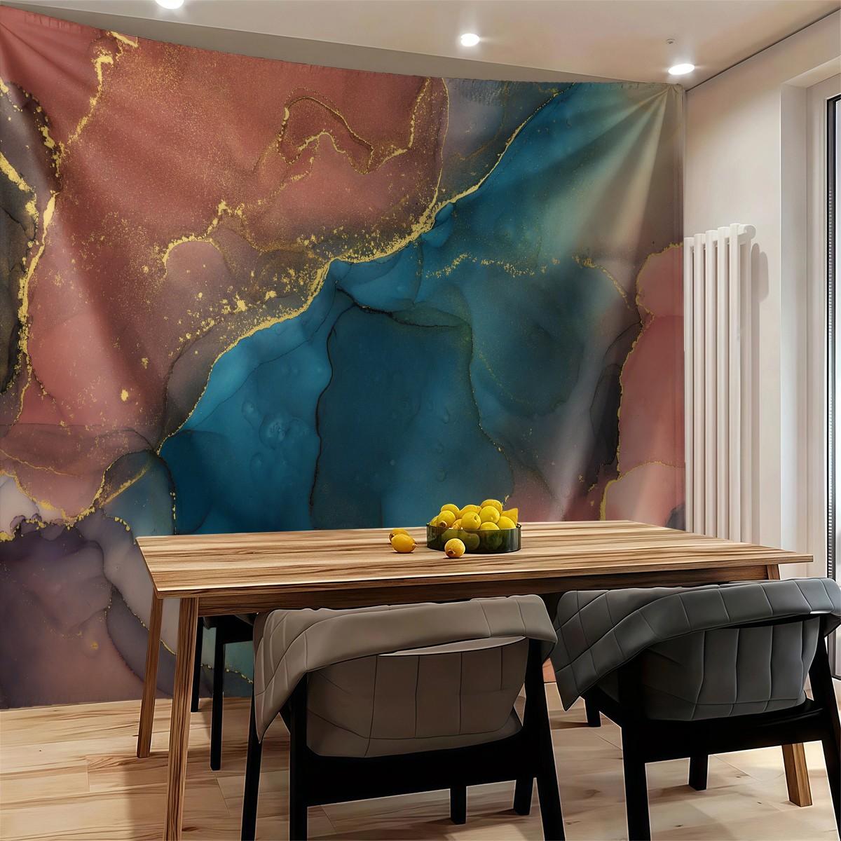 Fluid Ink Art Wall Tapestry, Niche Watercolor Texture Design, Natural Drape Strong Atmosphere, Perfect for Influencer Bedroom Backdrop Wall Decor