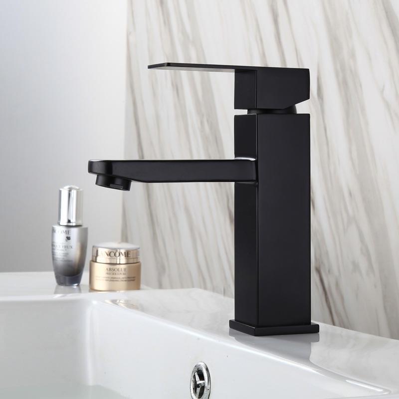 Stainless Steel Sink Faucet, Single Hole Cold Hot Water Mixer, Modern Style, Bathroom Basin Replacement Accessories