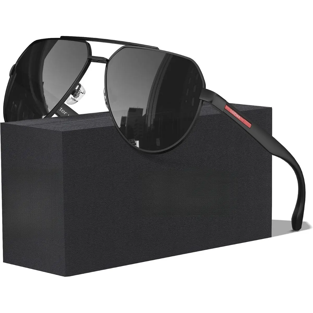 Aviator Polarized Sunglasses Men Women Classic UV400 Driving| Wide Head Fit,Pilot Shades,Lightweight,Adjustable Nose Pads,Anti-slip,Impact-resistant,Scratch-Resistant,Gift Set