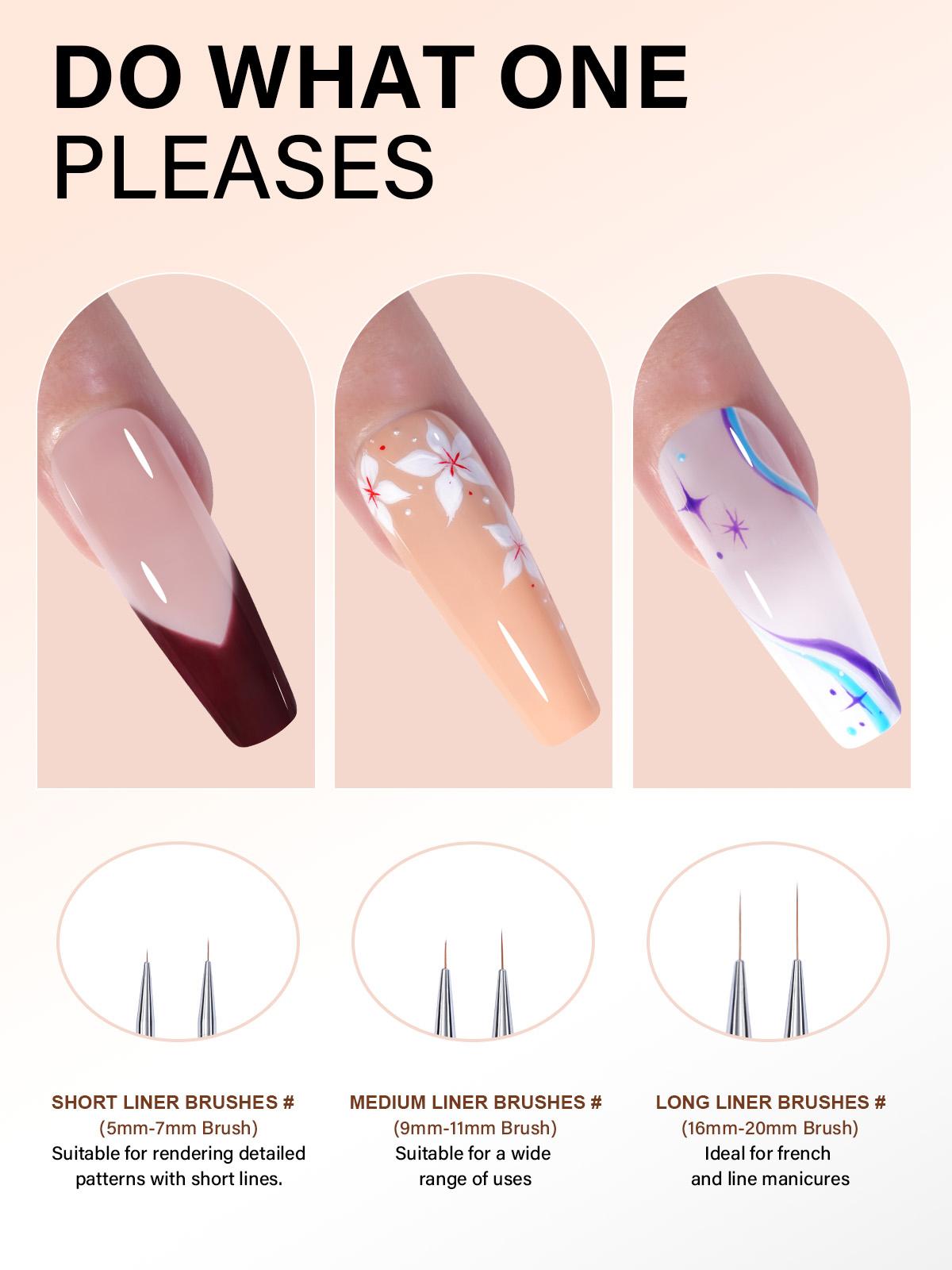 AILLSA Nail Art Brushes Set with 3/6/7pcs Brushes for Polish, Builder, Liner, Carved, and Dotting for Beginners & Professionals Manicure Cutics Cosmetic