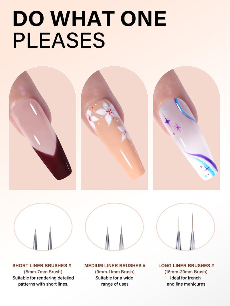 AILLSA Nail Art Brushes Set with 3/6/7pcs Brushes for Polish, Builder, Liner, Carved, and Dotting for Beginners & Professionals Manicure Cutics Cosmetic