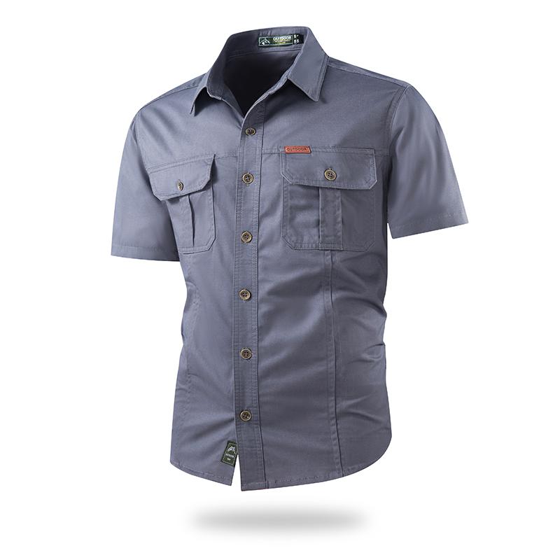 Men’s 100% Cotton Short Sleeve Work Shirts, Multi-color Button-Down Utility Tops, Breathable Casual Summer Outfits for Rugged Mensfashion Style