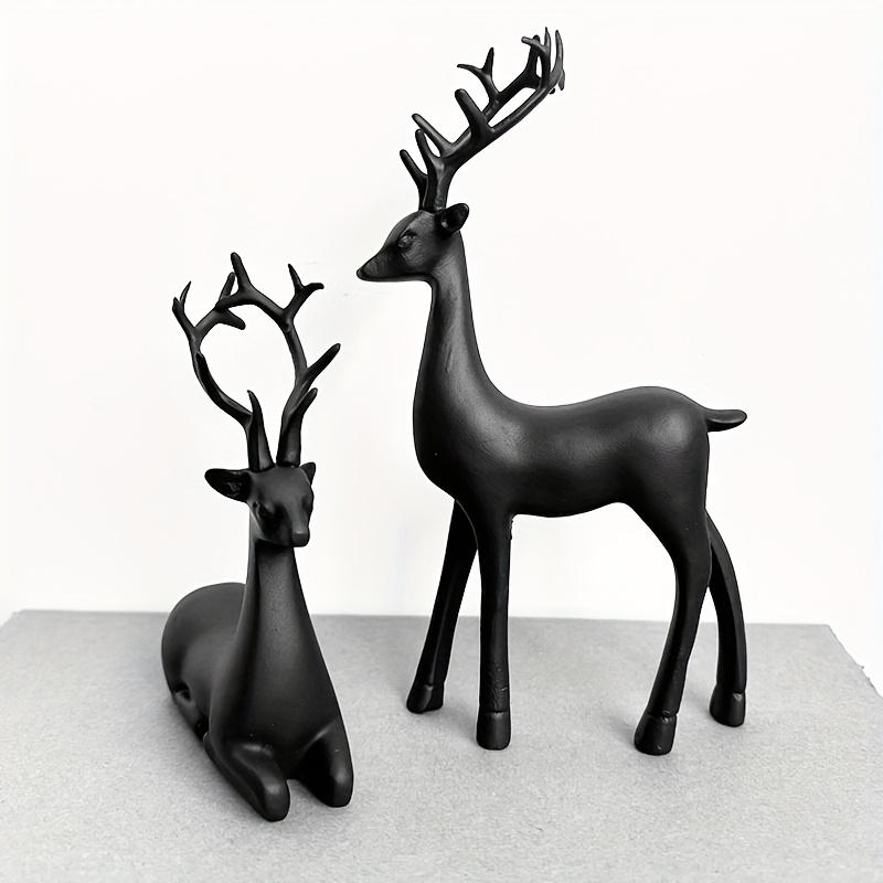2 Piece Nordic Home Deer Figurines, Collectible Room Decor, Christmas Resin Craftsmanship, Suitable for Entryway, Wine Cabinet, TV Stand, Bedroom, Dining Table Gift