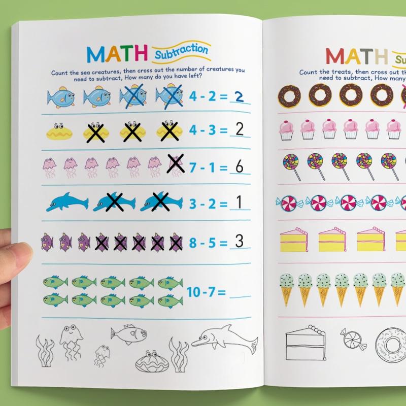 64 Page Math Practice Book, Repeated Tracing Numbers 1-10, Early Education Addition Subtraction, Cartoon Monster Theme, Easter Christmas Gift