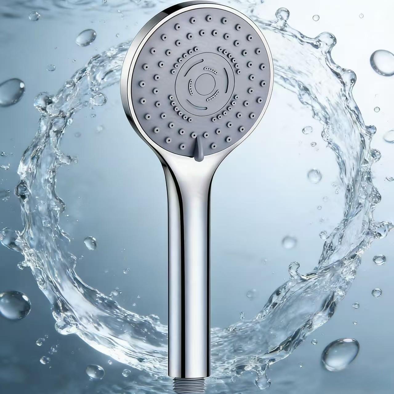 Silver Color Five-Function Shower Head, High Pressure Handheld Shower, Bathroom Accessories, Wall-Mounted Shower Spray