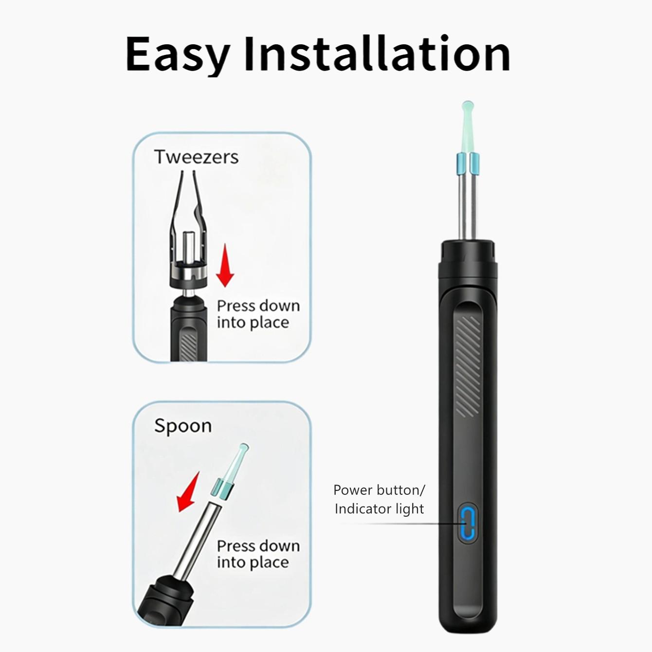 Ear cleaning tool | Visual ear pick, Ear Cleaner Camera, with 5 replaceable silicone soft tips, USB charging cable, a good gift