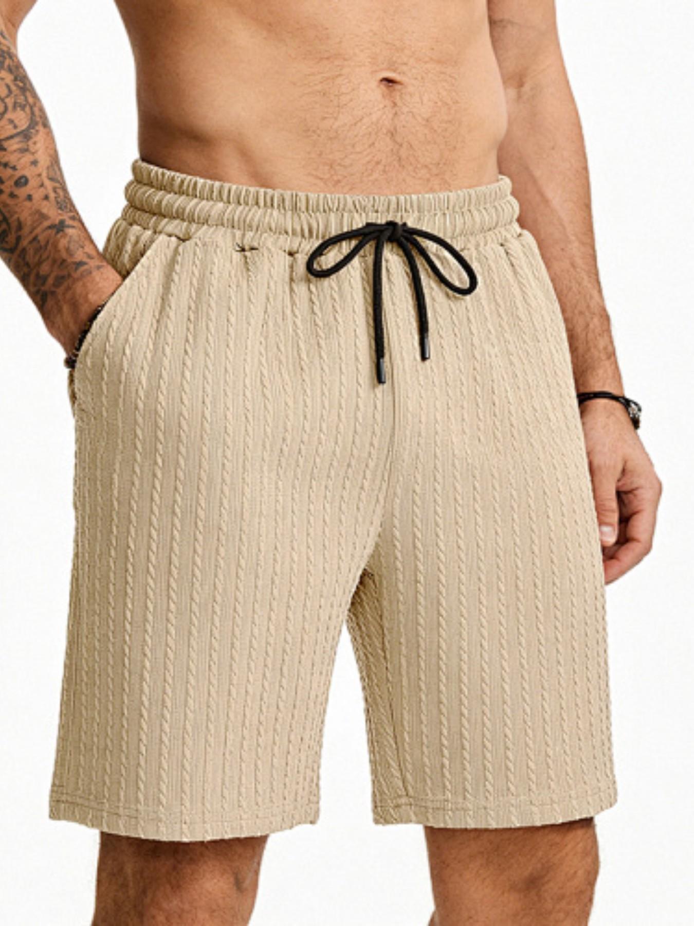 Men's Summer Three-Dimensional Texture Loose Five-Panel Shorts! Elastic drawstring waistband for non-restrictive fit, breathable and quick-drying, ideal for home, vacation, and daily wear