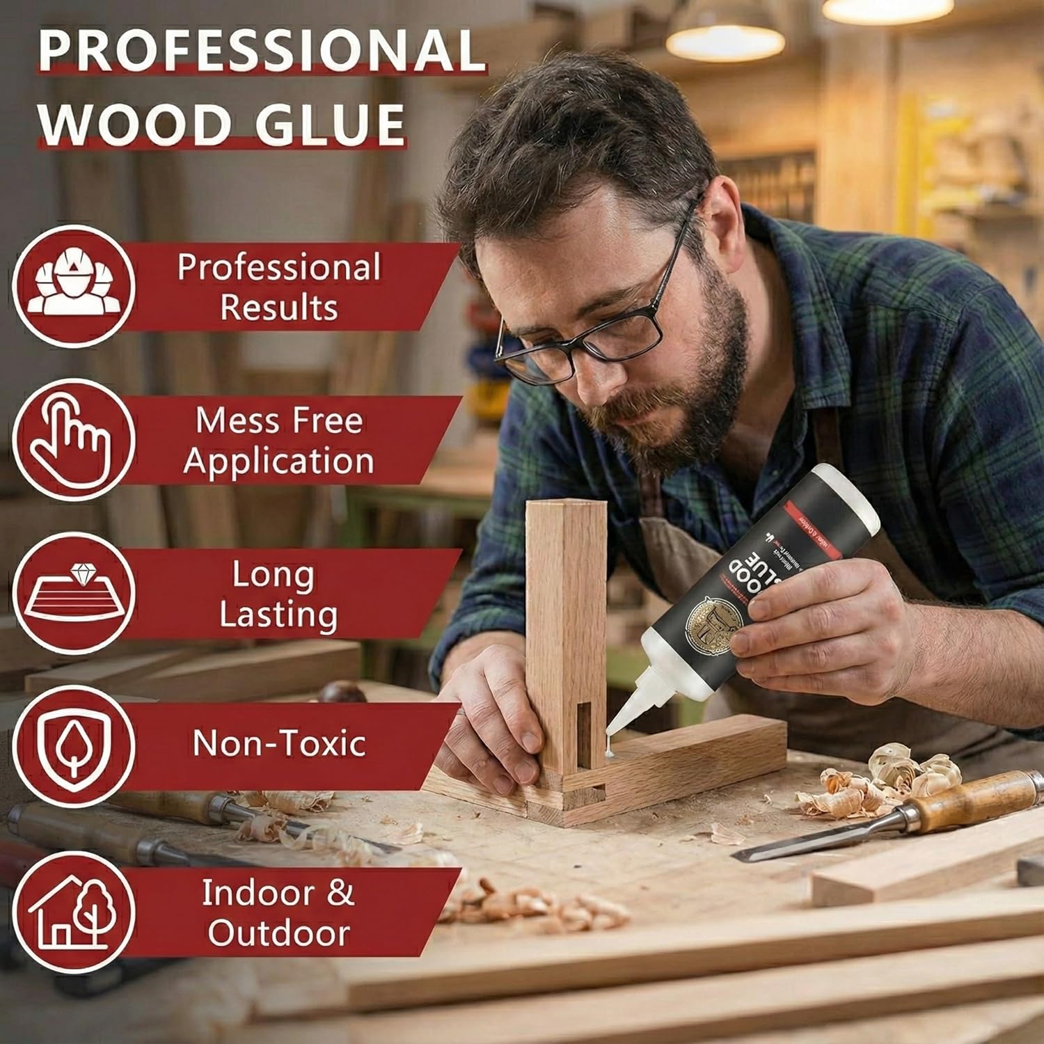 Glue, Glue for Woodworking, Clear Glue for Furniture Heavy Duty, Interior & Exterior Furniture Glue for Crafts, Furniture, Baseboard, cabinets, Door (150g) Glue, Glue for Woodworking, Clear Glue for Furniture Heavy Duty, Interior & Exterior Furniture Glue for Crafts, Furniture, Baseboard, cabinets, Door (150g)