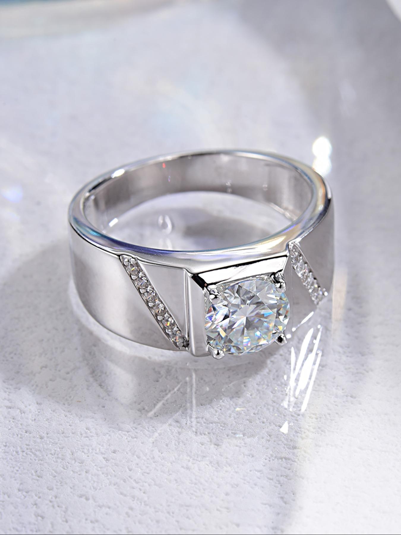 S925 Sterling Silver Synthetic Moissanite Ring, Simple Atmosphere Ring for Men, Eternal Promise Wedding Engagement Ring, Fine Jewelry Anniversary Gift, Engagement Wedding Rings
