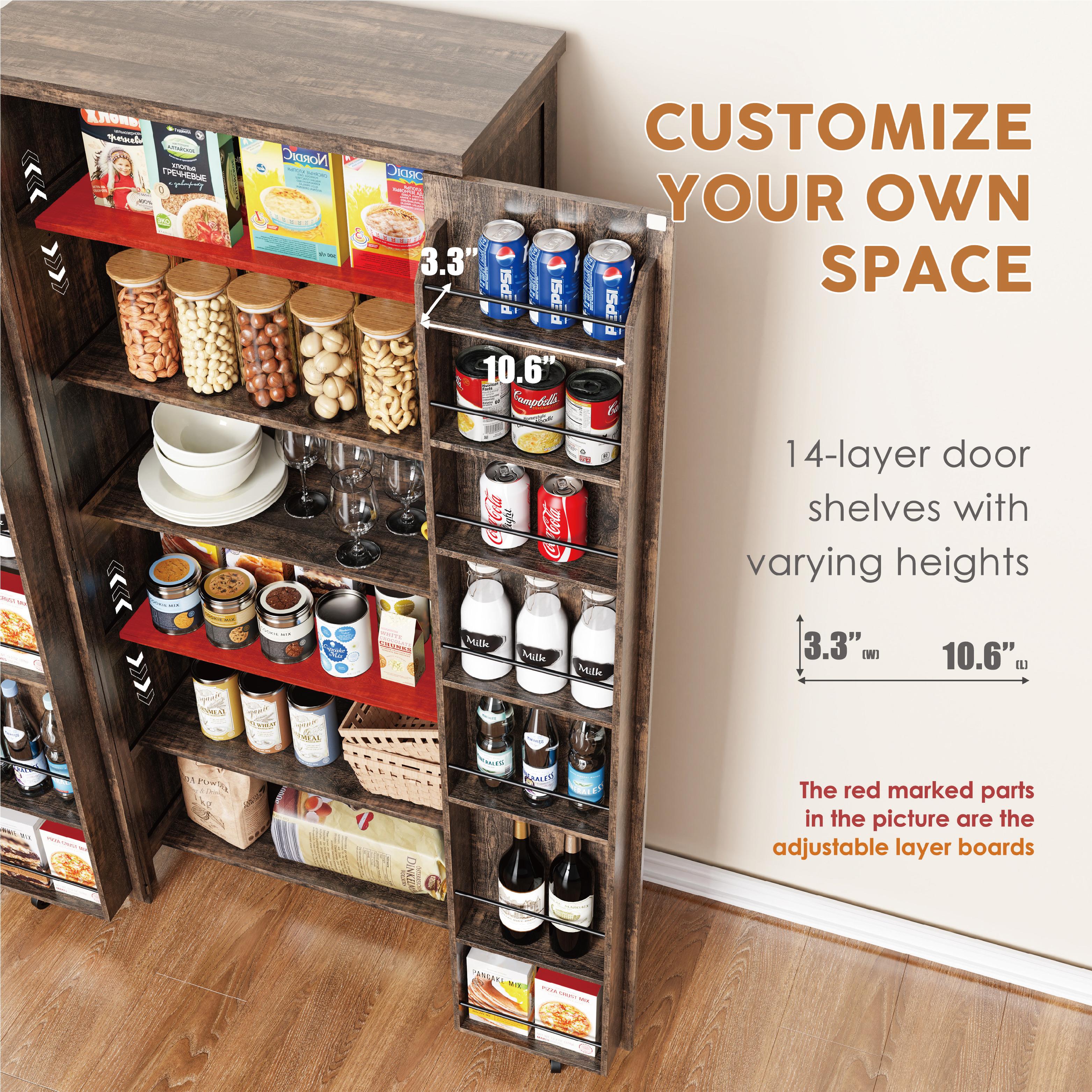 Large Kitchen Pantry Storage Cabinets with Farmhouse Doors Adjustable Shelves 31W x 15D x 71H for Dining Living Room Modern Organization