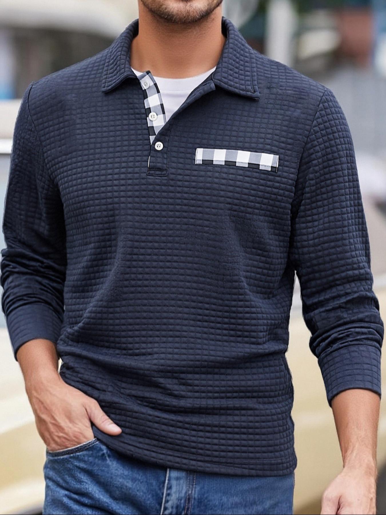 A new men's autumn and winter knitted crew neck long sleeve sweatshirt, suitable for daily wear, vintage half button design, casual and versatile trend simple pullover, is a must-have item in men's wardrobe.