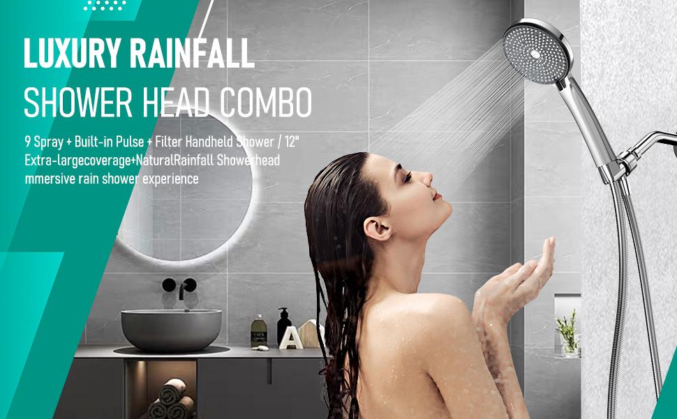 High-pressure handheld showerhead - anti-clogging nozzle, built-in cleaning bathtub, electric cleaning function for tiles and pets, extra-long stainless steel hose, wall and ceiling mounting.