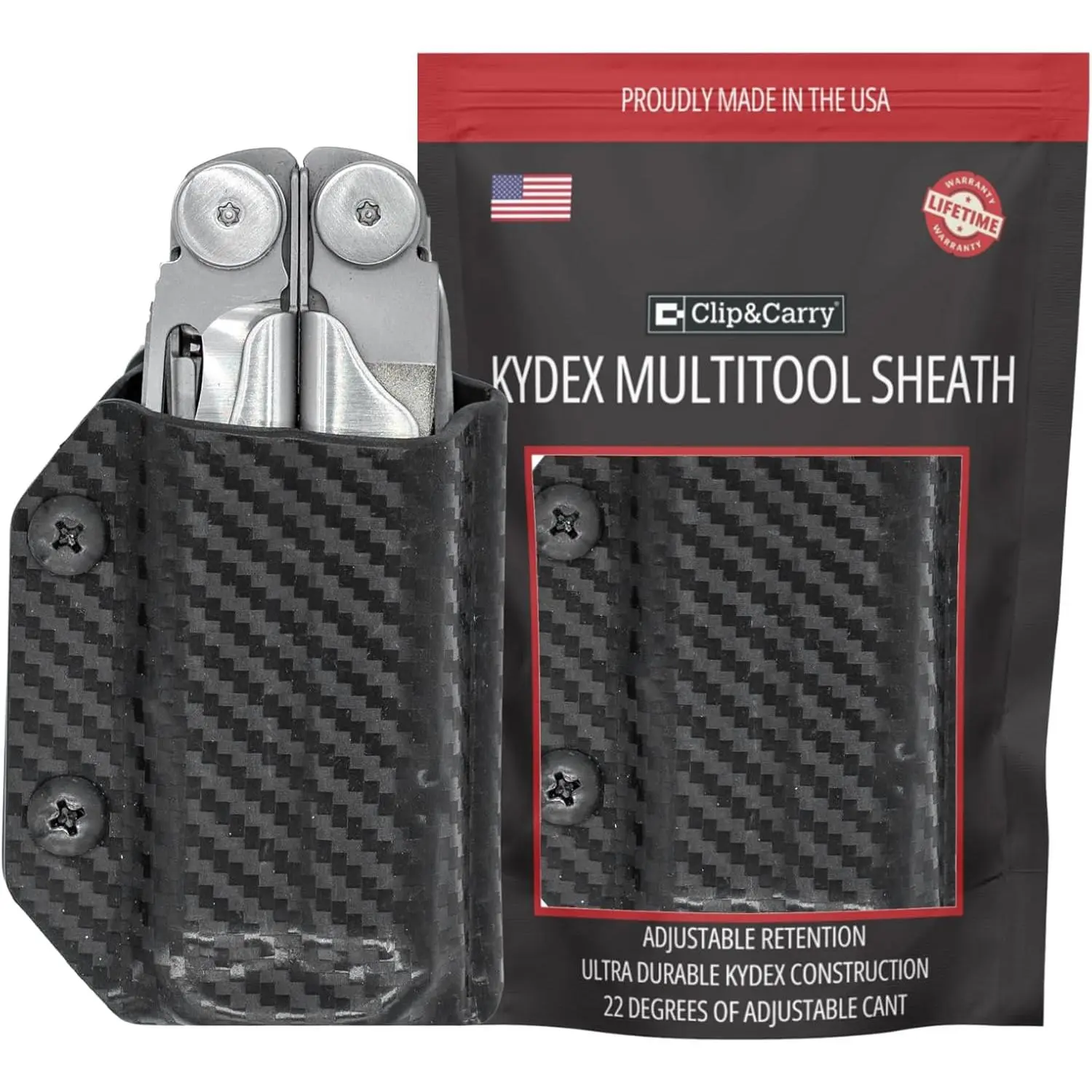 Kydex Multitool Sheath for LEATHERMAN Wave Wave + Plus - Made in USA - Multi Tool Sheath Holder Cover Belt Pocket Holster - Multi-Tool not Included