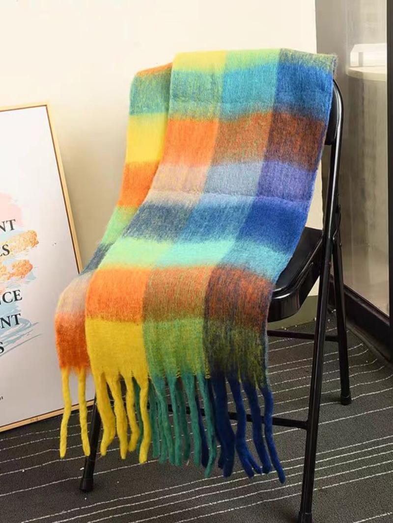 Women's Elegant Trendy Plaid Scarf, Casual Fashionable Warm Comfy Shawl, Soft Comfy Scarf For Fall & Winter