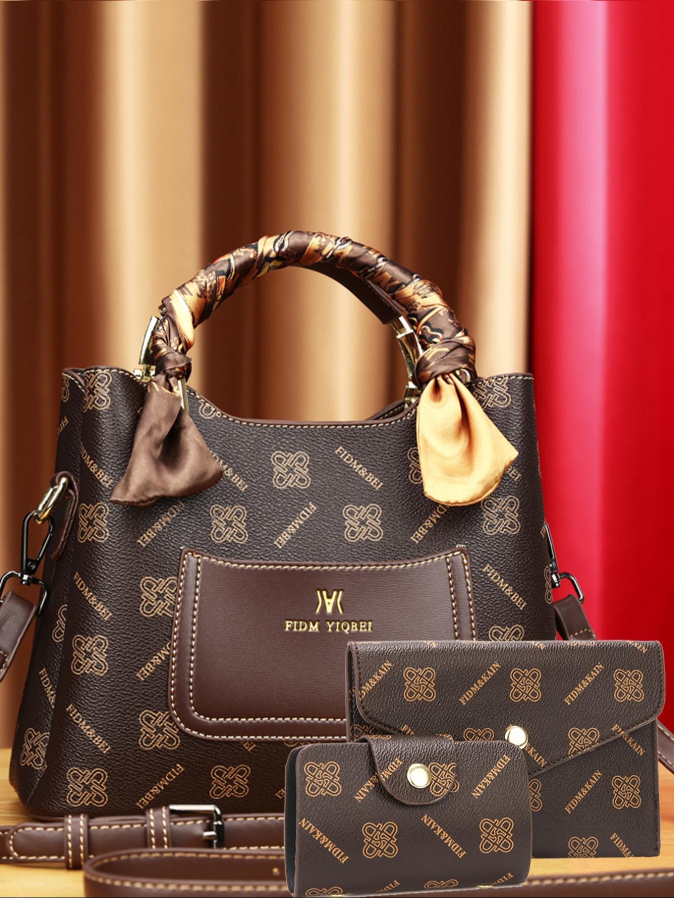 Classic Fashion Versatile Shoulder Bag, High-End Vintage Print Crossbody Backpack, Large Capacity Women's Bag, Casual Handbag Satchel, Casual Geometric Pattern